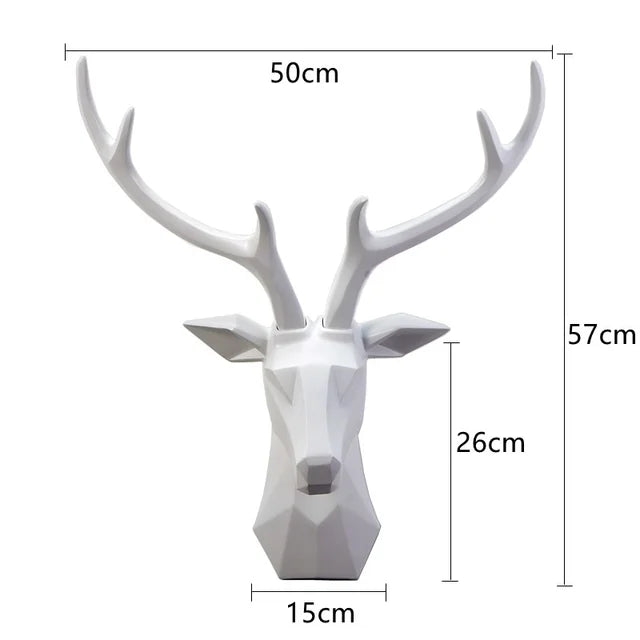 3D Stag Head Statue for a Majestic Atmosphere - RegalDeer-D30 x H45cm-White-State of Style