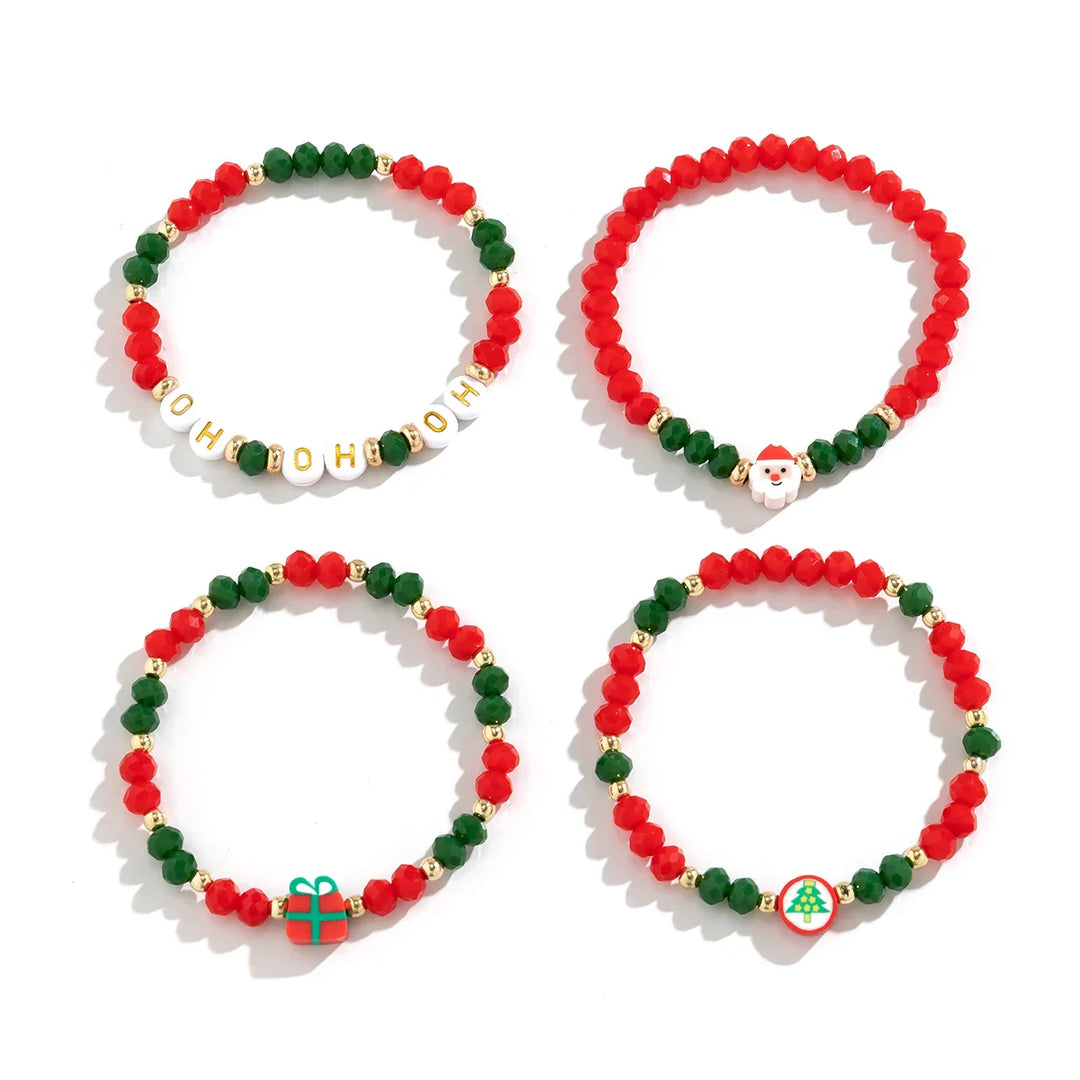 4 PIECE CHRISTMAS BEAD BRACELET SET-State of Style