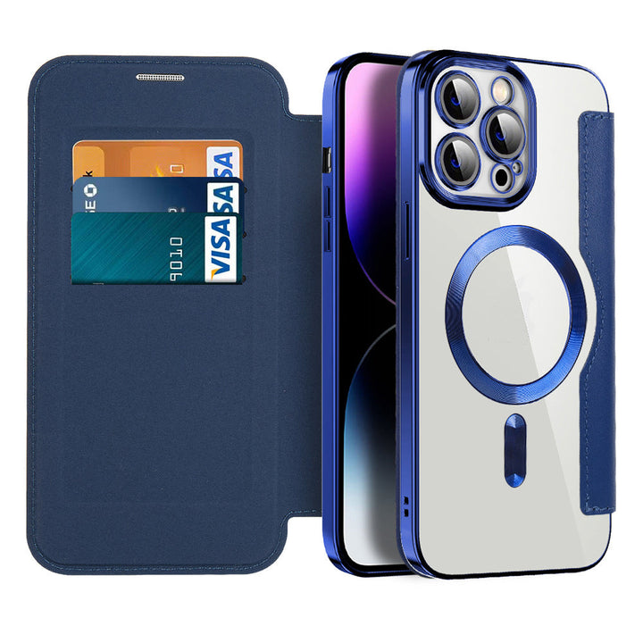 Leather Flip Case with Magnetic Adsorption & RFID Protection – Valtrix (1+1 FREE)