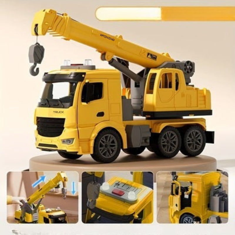 Toy crane lorry with lights and sounds – adjustable boom for role-play on the building site