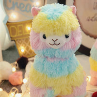 Soft plush rainbow alpaca cuddly toy for babies & toddlers