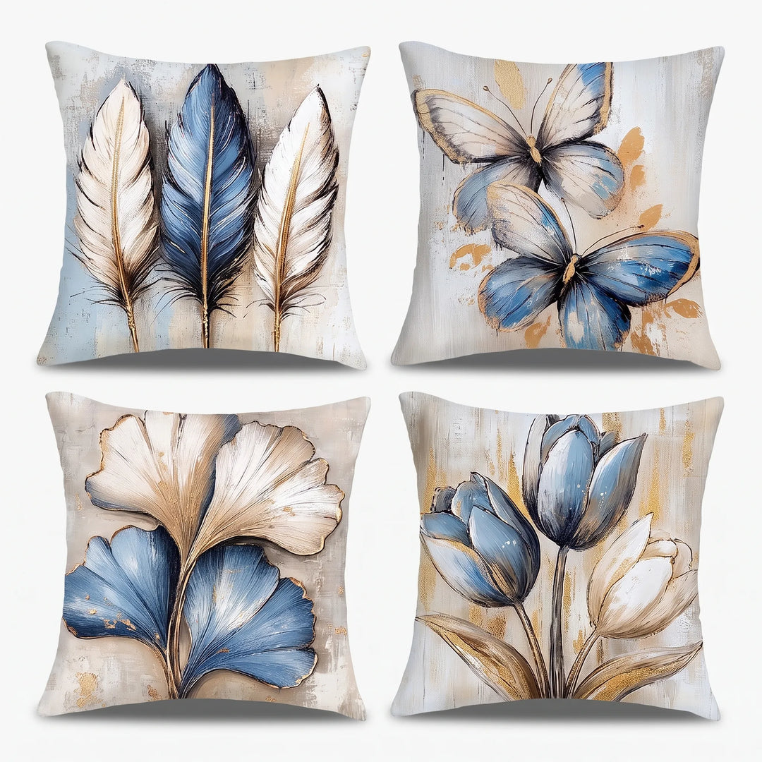 4 Square Decorative Printed Cushion Covers - Avenara