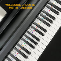 Removable silicone note labels for pianos and 88-key keyboards.