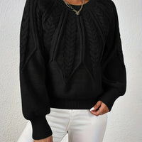 Ladies Cable Knit Sweater with Lantern Sleeves – Sanna