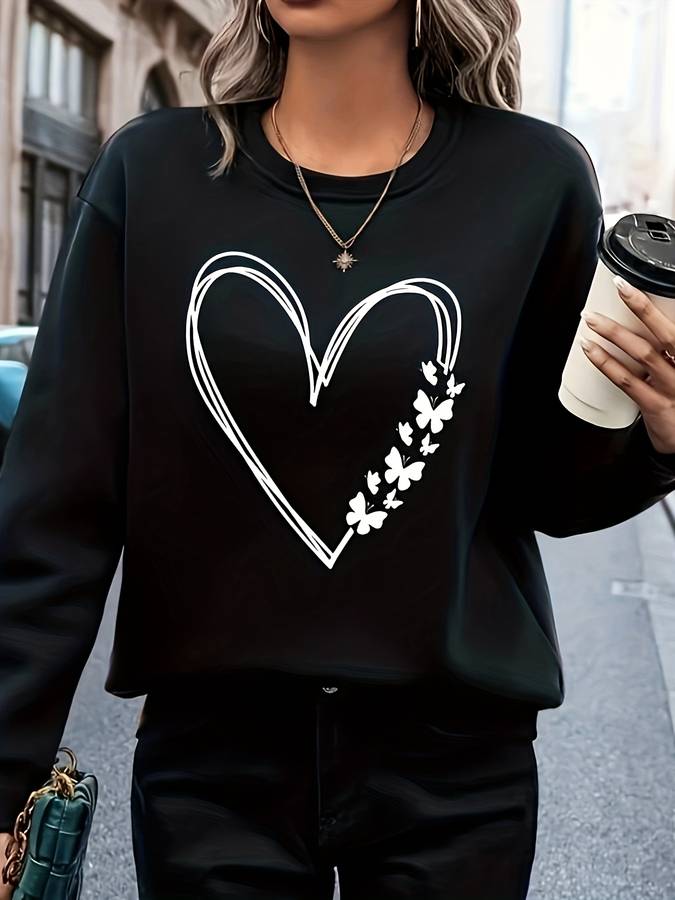 Ladies' sweater with heart print – Bonny