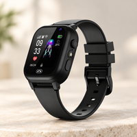 Black smartwatch standing on a pale stone surface with a softly blurred background 7