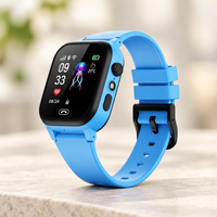 Blue smartwatch with black bezel resting on a stone ledge in soft focus 8