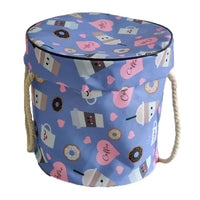Large foldable toy tidy-up mat with basket function for the children's room.