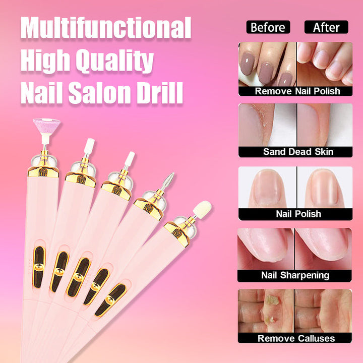 5-IN-1 ELECTRIC NAIL POLISHER – PORTABLE MANICURE TOOL WITH LIGHT-Pink-State of Style