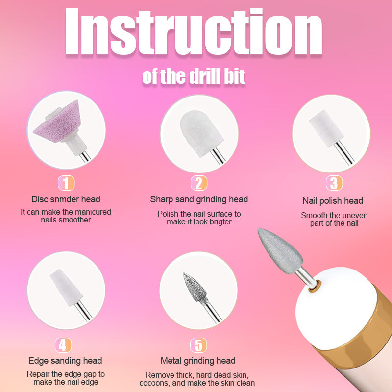 5-IN-1 ELECTRIC NAIL POLISHER – PORTABLE MANICURE TOOL WITH LIGHT-Pink-State of Style