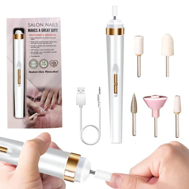5-IN-1 ELECTRIC NAIL POLISHER – PORTABLE MANICURE TOOL WITH LIGHT-White-State of Style