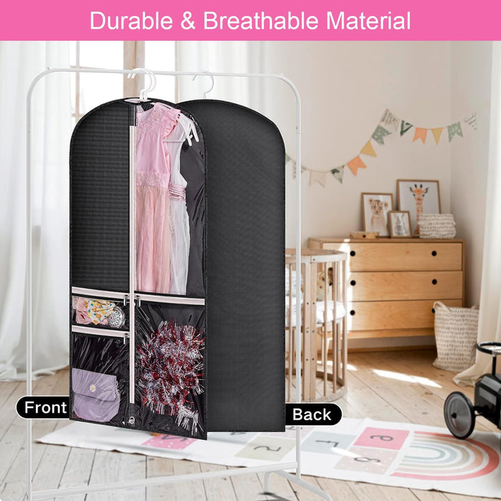 Dance & Costume Garment Bag Set – 5-Pack with Clear Pockets & Fold Loop