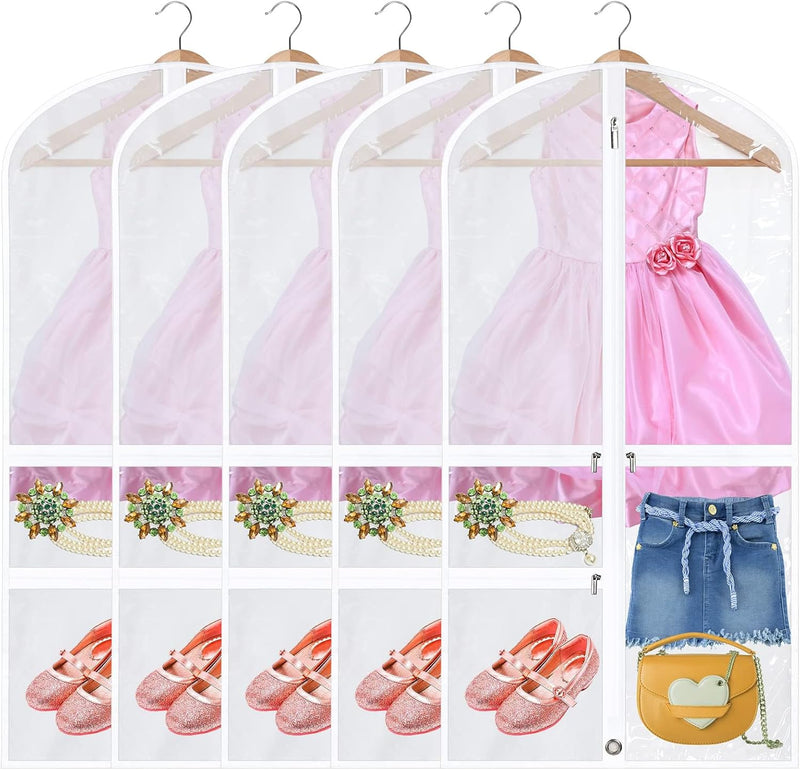 Foldable Dance Garment Bags with Zipped Accessory Pockets – 5-Pack