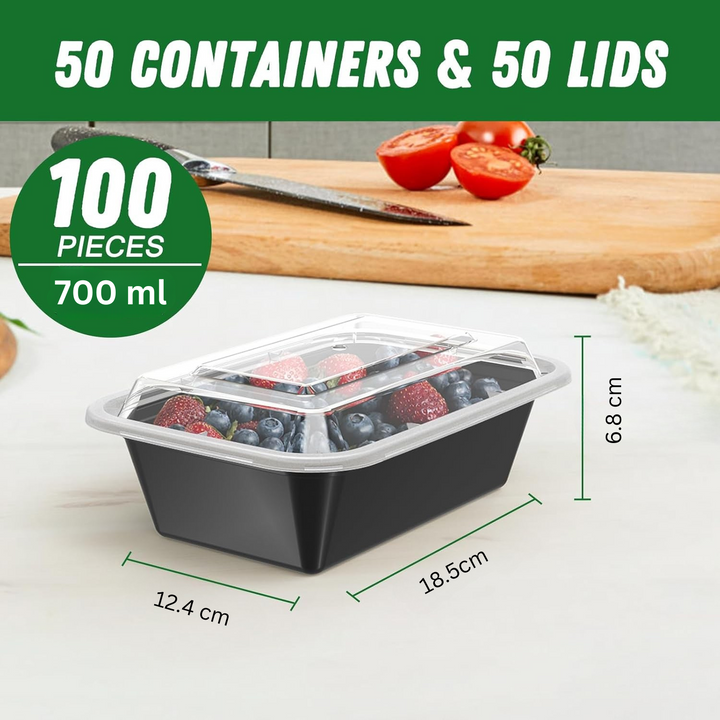 50-Pack Reusable Meal Prep Containers with Lid, Leakproof-700 ml-State of Style