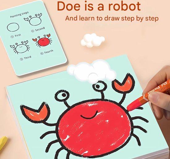 Drawing robot with learn-to-draw cards – creative drawing for children