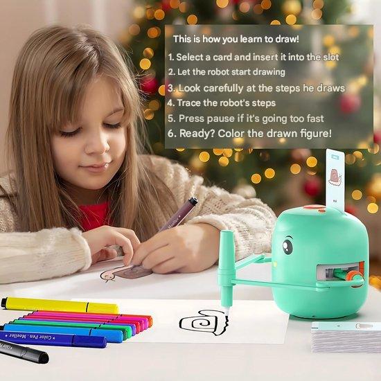 Drawing robot with learn-to-draw cards – creative drawing for children
