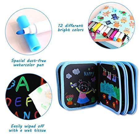 Reusable learning and drawing book for children – including 12 felt‑tip pens