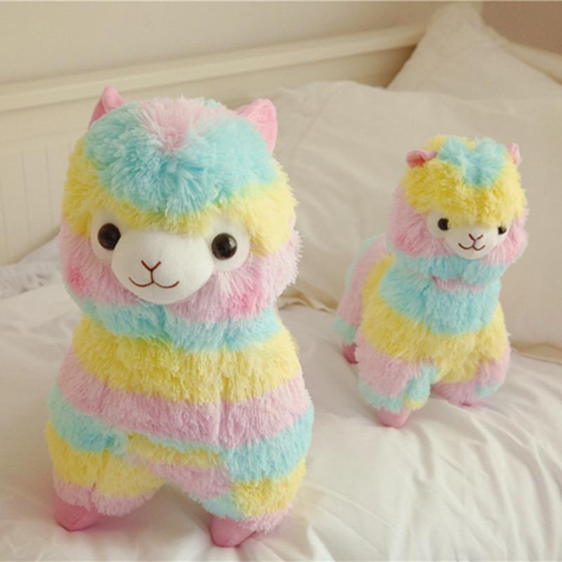 Soft plush rainbow alpaca cuddly toy for babies & toddlers
