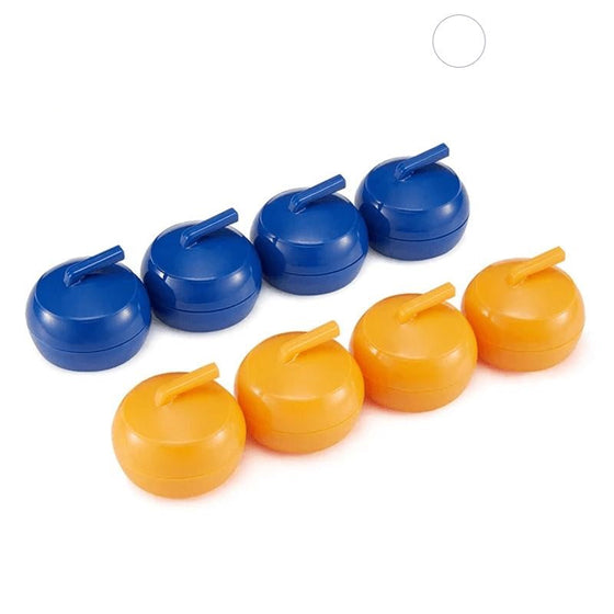 Mini table-top curling game for home use with sliding stones and magnetic sticks