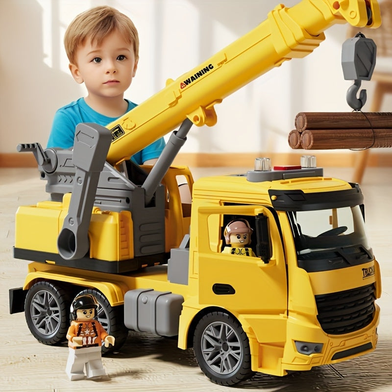Toy crane lorry with lights and sounds – adjustable boom for role-play on the building site