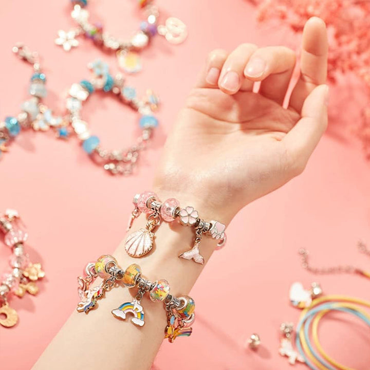 DIY bracelet craft kit for children with beads, charms and a gift box