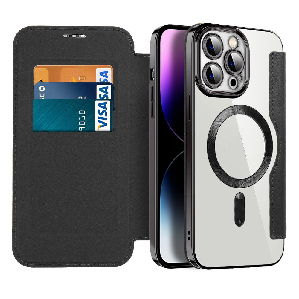 Leather Flip Case with Magnetic Adsorption & RFID Protection – Valtrix (1+1 FREE)