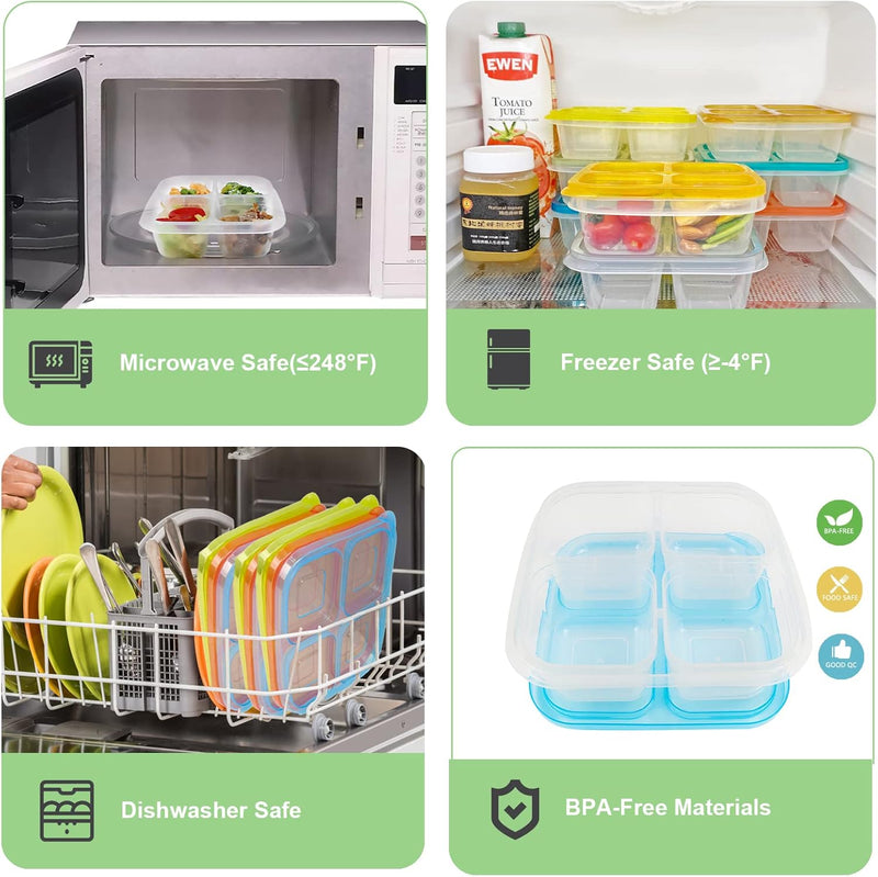 6-Pack Reusable Bento Box Meal Prep Set-Brightly Coloured-State of Style