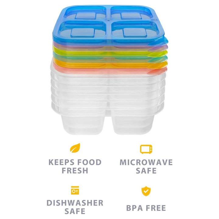 6-Pack Reusable Bento Box Meal Prep Set-Brightly Coloured-State of Style