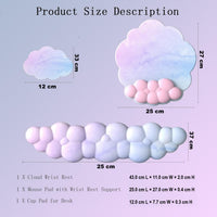 Cloud-Shaped Ergonomic Wrist Rest Set with Mouse Pad & Coaster – Zeyora