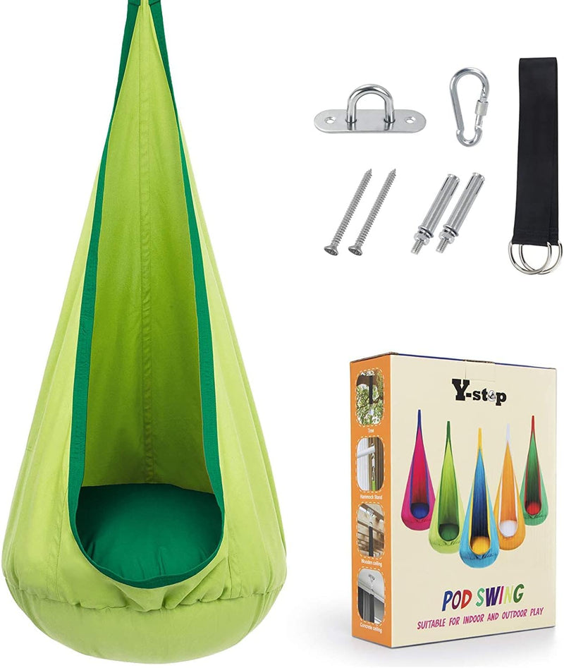 Children's hanging chair with inflatable cushion for indoor and outdoor use