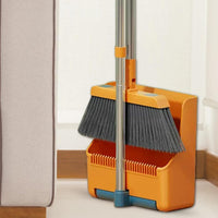 Large Broom and Dustpan Set – Long Handle with 180° Rotating Broom Head – Clavira