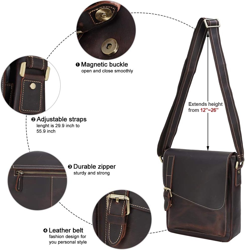 Vintage Leather Crossbody Messenger Bag for Men & Women