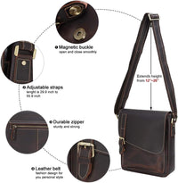 Vintage Leather Crossbody Messenger Bag for Men & Women