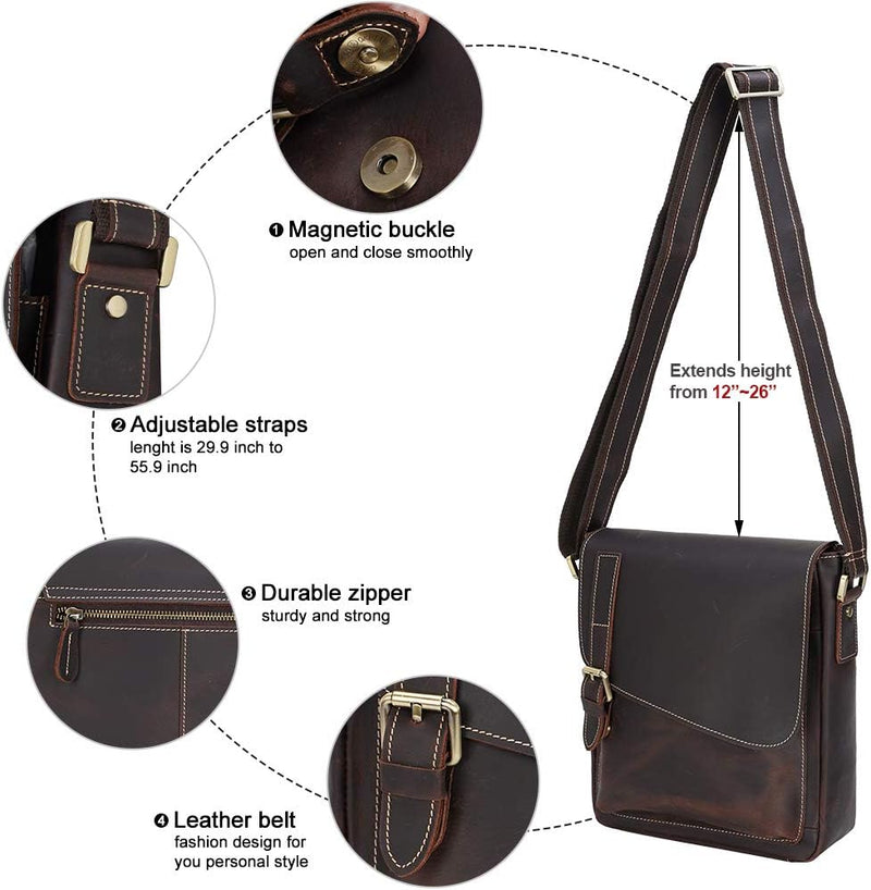Vintage Leather Crossbody Messenger Bag for Men & Women