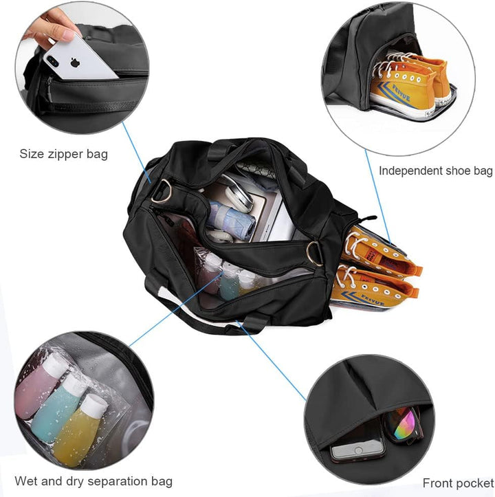Compact Waterproof Gym Duffel with Shoe & Wet Pocket – Unisex Sports Travel Bag