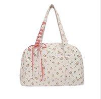 Bow Duffle Bag – Large Canvas Weekender with Ribbon Accent – Floria