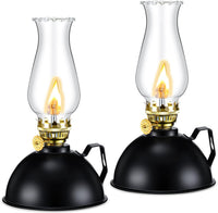 Vintage-Style Glass & Metal Oil Lamps Set of 2 – Ardin