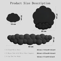 Cloud-Shaped Ergonomic Wrist Rest Set with Mouse Pad & Coaster – Zeyora