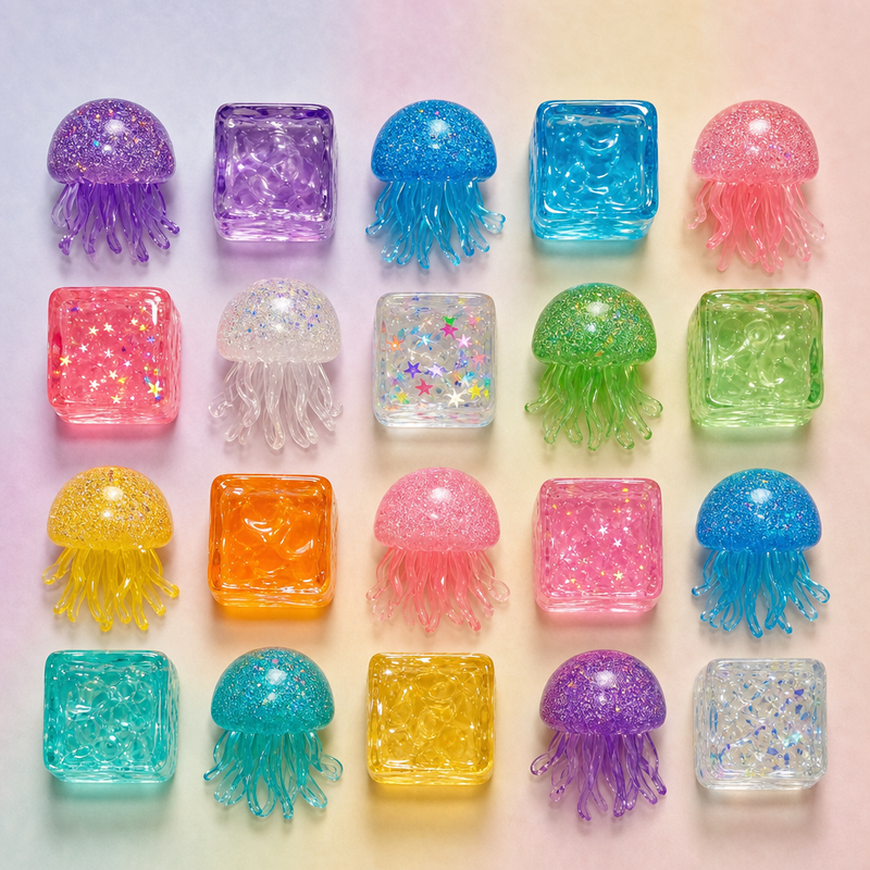 Variety set of colourful jelly squishies
