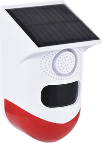 Solar Motion Sensor Alarm with 120dB Siren and LED Strobe – Feronix