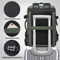 Expandable 26–45L Waterproof Travel Backpack with Laptop Sleeve & Duffle Carry