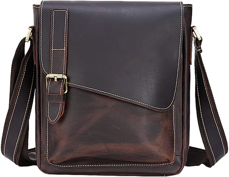 Vintage Leather Crossbody Messenger Bag for Men & Women