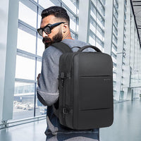 Expandable 26–45L Waterproof Travel Backpack with Laptop Sleeve & Duffle Carry