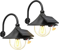 Solar Motion Barn Wall Lights with 3 Modes & Gooseneck Design (2 Pack) – Halden