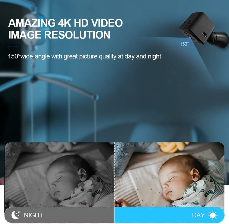 Mini Security Camera 4K WiFi Hidden Indoor Cam with Night Vision