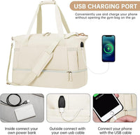 Women’s Weekender Duffel with USB Charging, Shoe Compartment & Wet Pocket