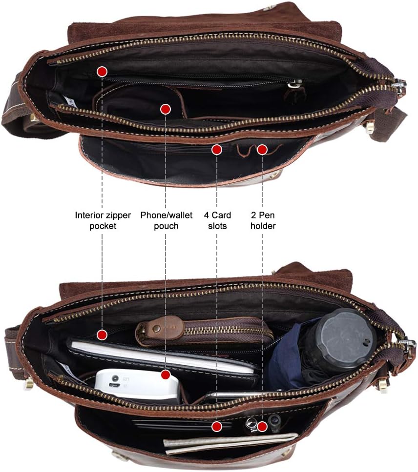 Vintage Leather Crossbody Messenger Bag for Men & Women