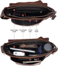 Vintage Leather Crossbody Messenger Bag for Men & Women