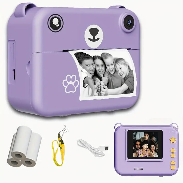 Instant camera for children with 1080p video, print function and accessories