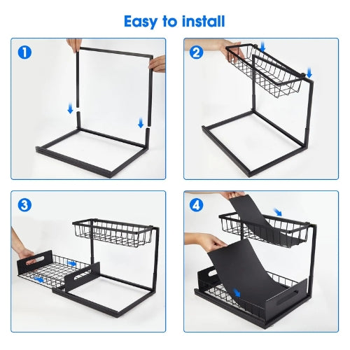 2-Tier Under Sink Sliding Cabinet Organiser – Arlo
